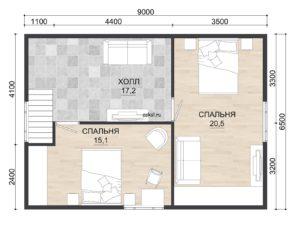 Проект каркасного дома ДДК 6,5х9 т